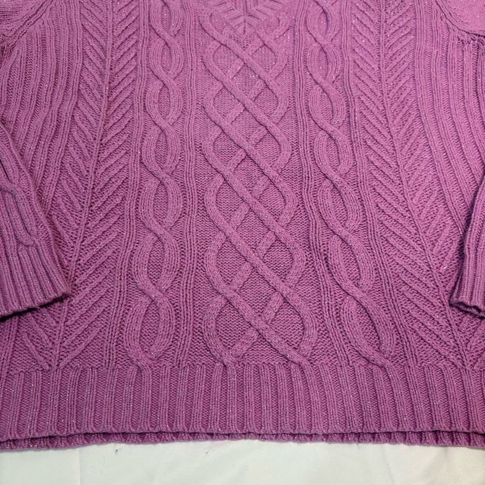 St. John’s Bay Cable Knit Sweater Sparkley Cotton Viscose Nylon Angora Blend - Picture 2 of 9